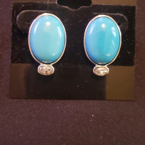 Sterling silver earrings w turquiose stone - Picture 2 of 4